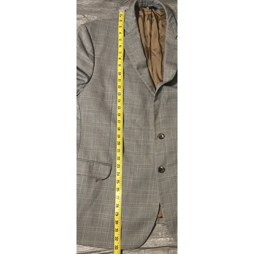 Brooks Brothers Fitzgerald Fit Tan Plaid 100% Wool Blazer Size 48R‎